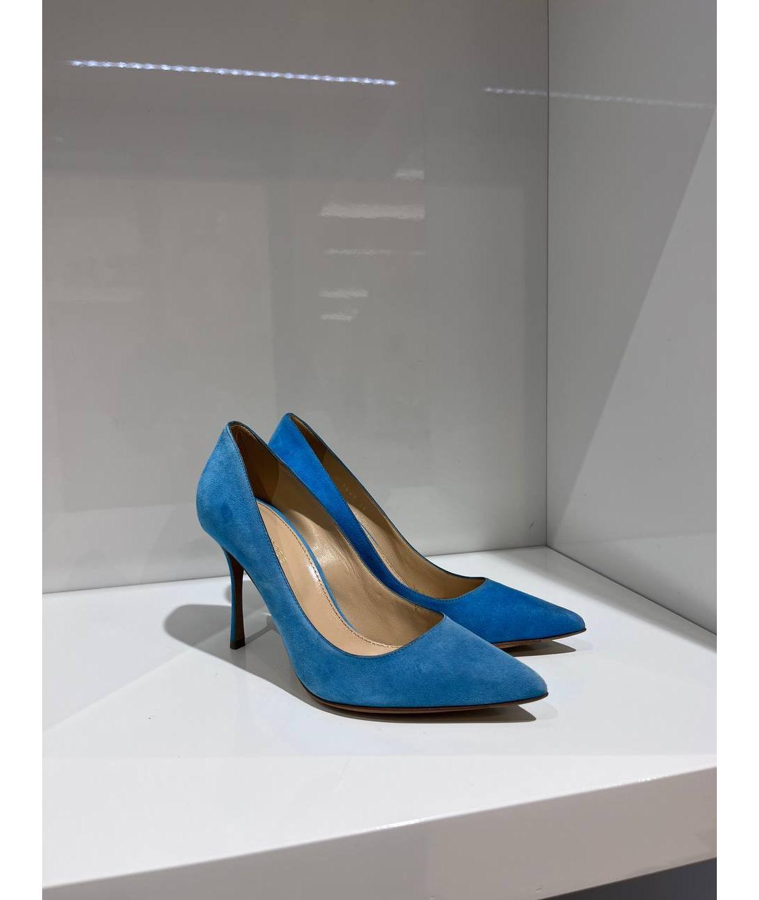 SERGIO ROSSI Голубые кожаные туфли, фото 4