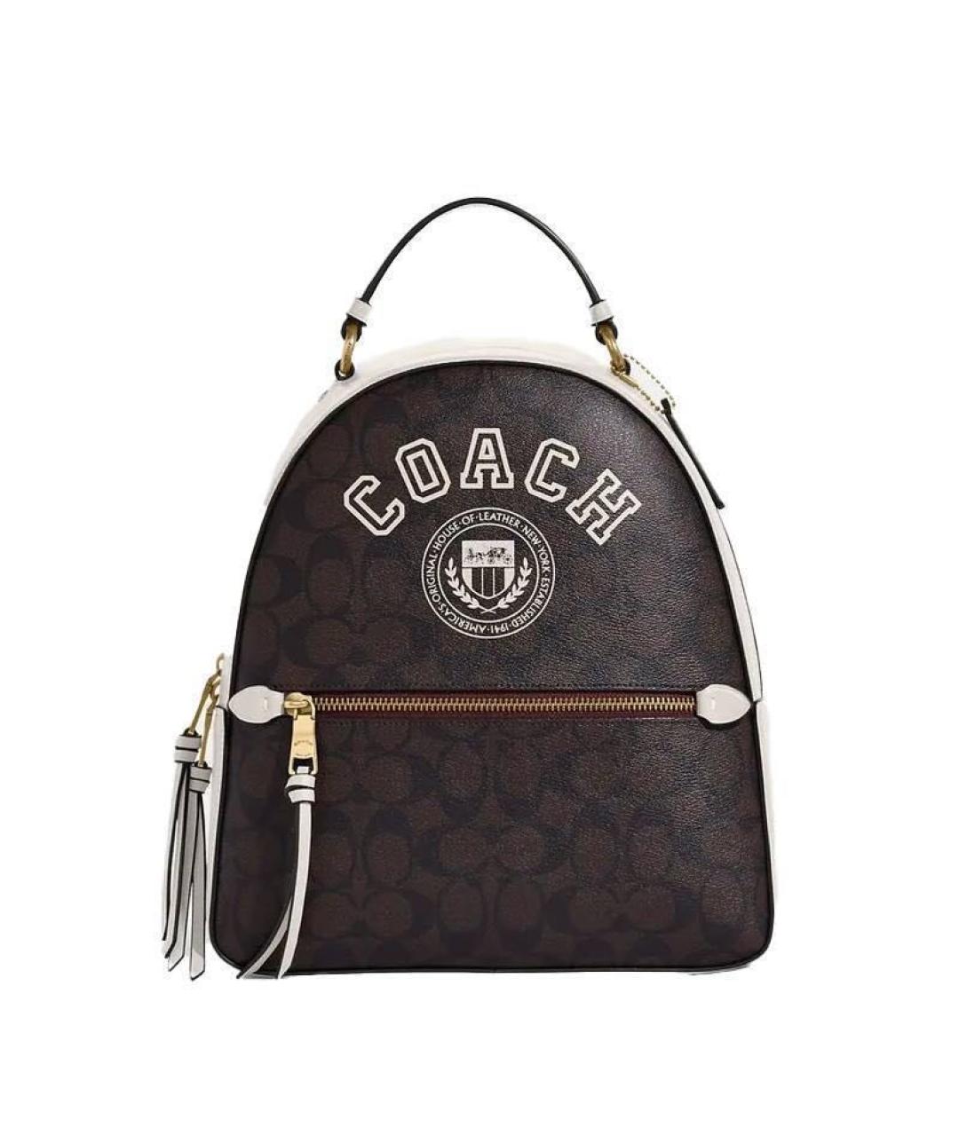 COACH Коричневый кожаный рюкзак, фото 5