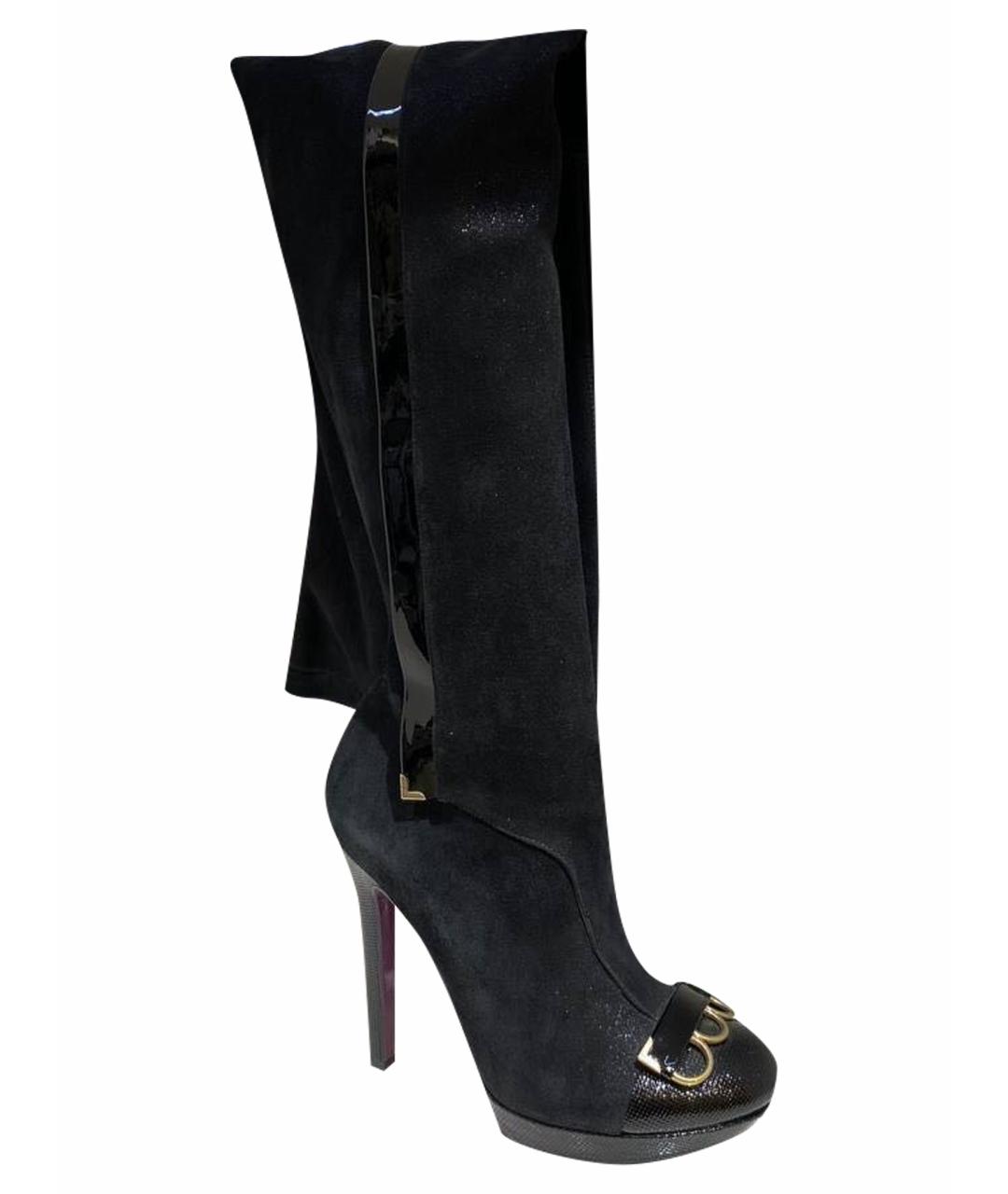 VERSACE Черные замшевые сапоги, фото 1