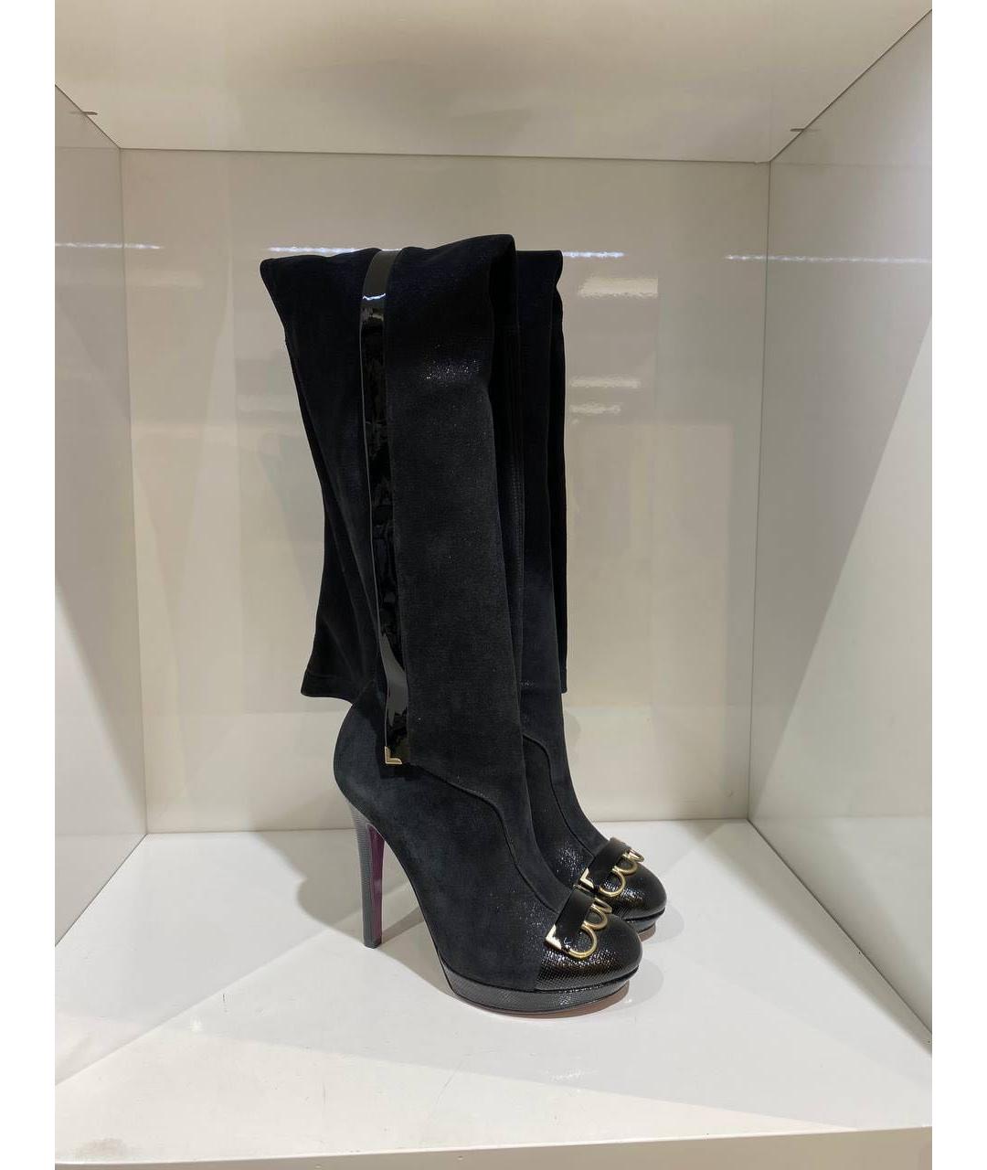 VERSACE Черные замшевые сапоги, фото 4