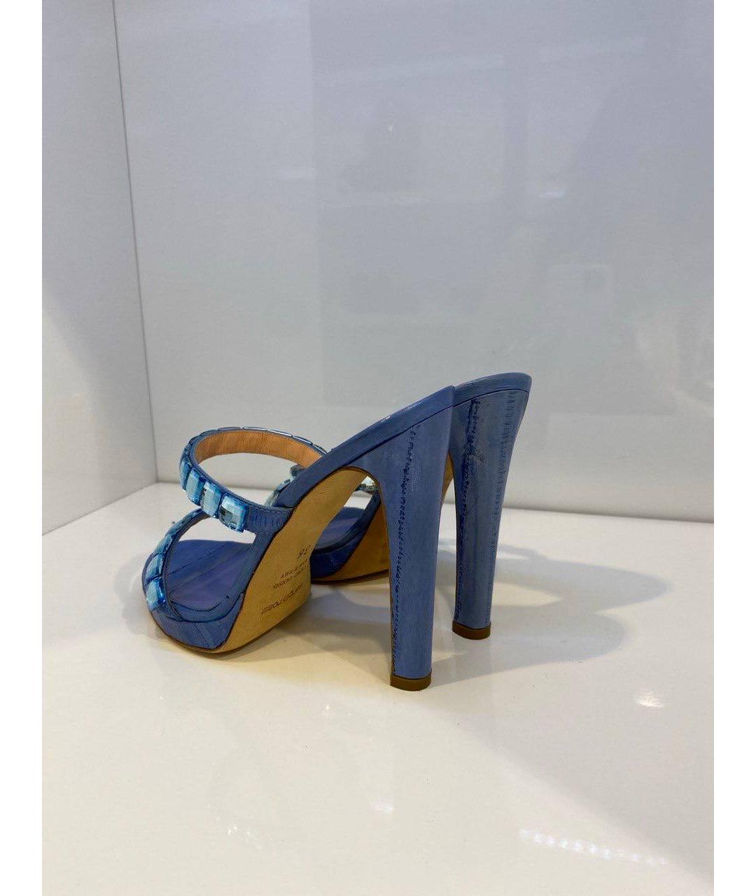 SERGIO ROSSI Синие кожаные босоножки, фото 3