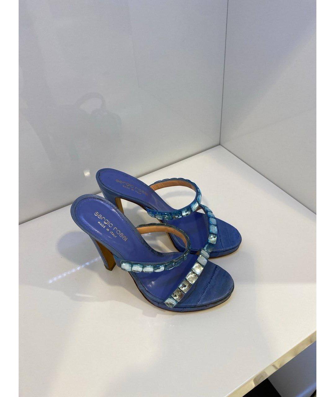 SERGIO ROSSI Синие кожаные босоножки, фото 2