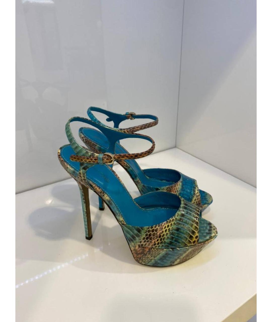 SERGIO ROSSI Мульти кожаные босоножки, фото 4