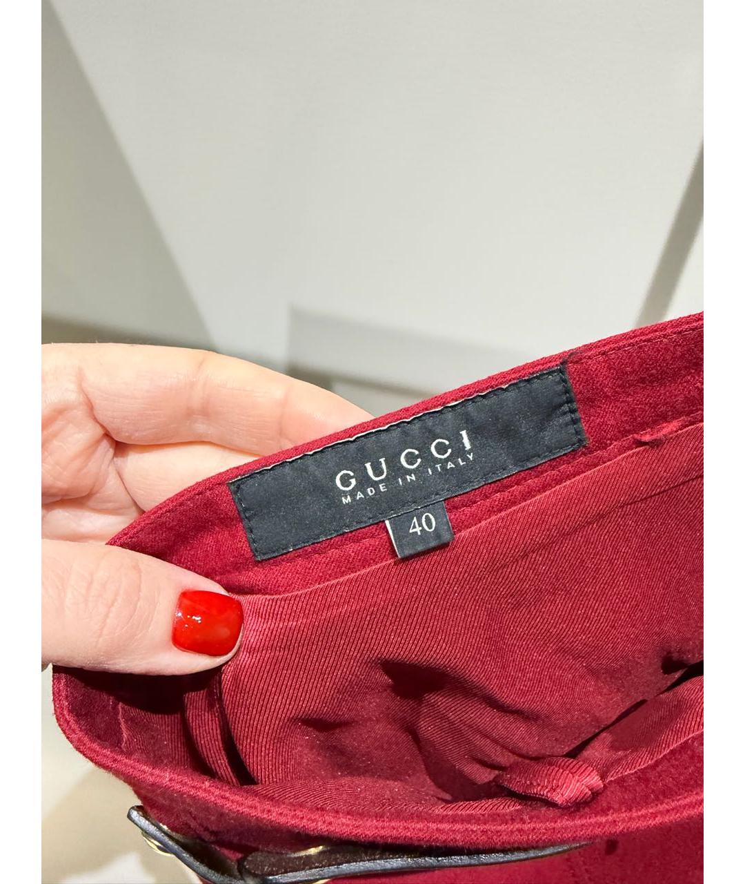 GUCCI Бордовая шерстяная юбка мини, фото 3