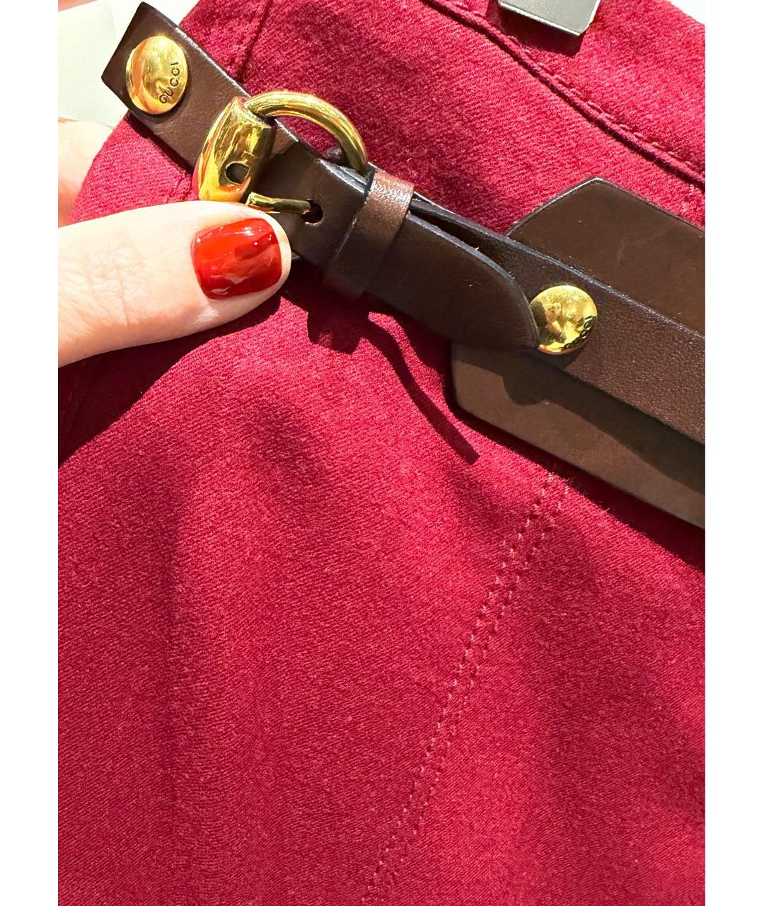 GUCCI Бордовая шерстяная юбка мини, фото 4