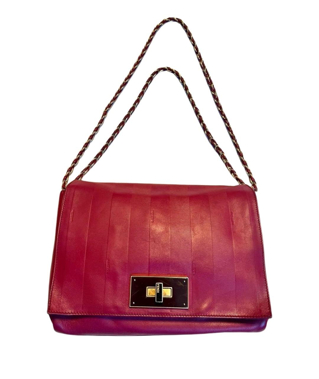 FENDI Бордовая кожаная сумка через плечо, фото 1