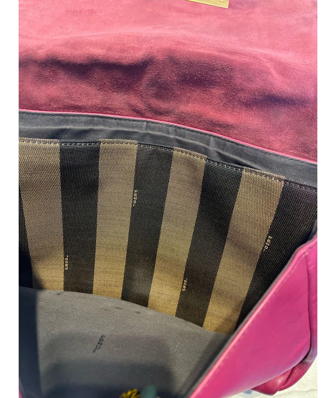 FENDI Бордовая кожаная сумка через плечо, фото 5