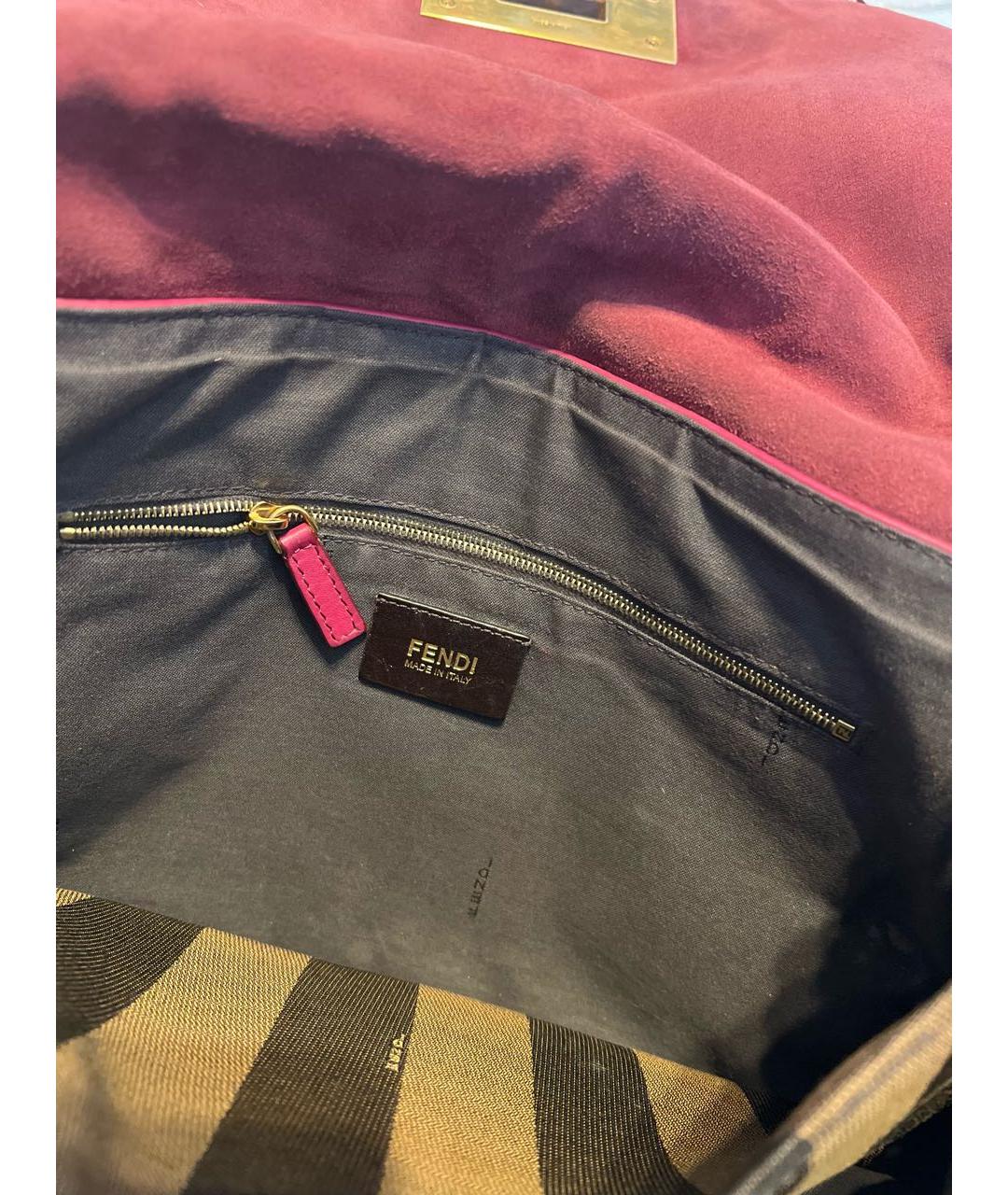 FENDI Бордовая кожаная сумка через плечо, фото 4