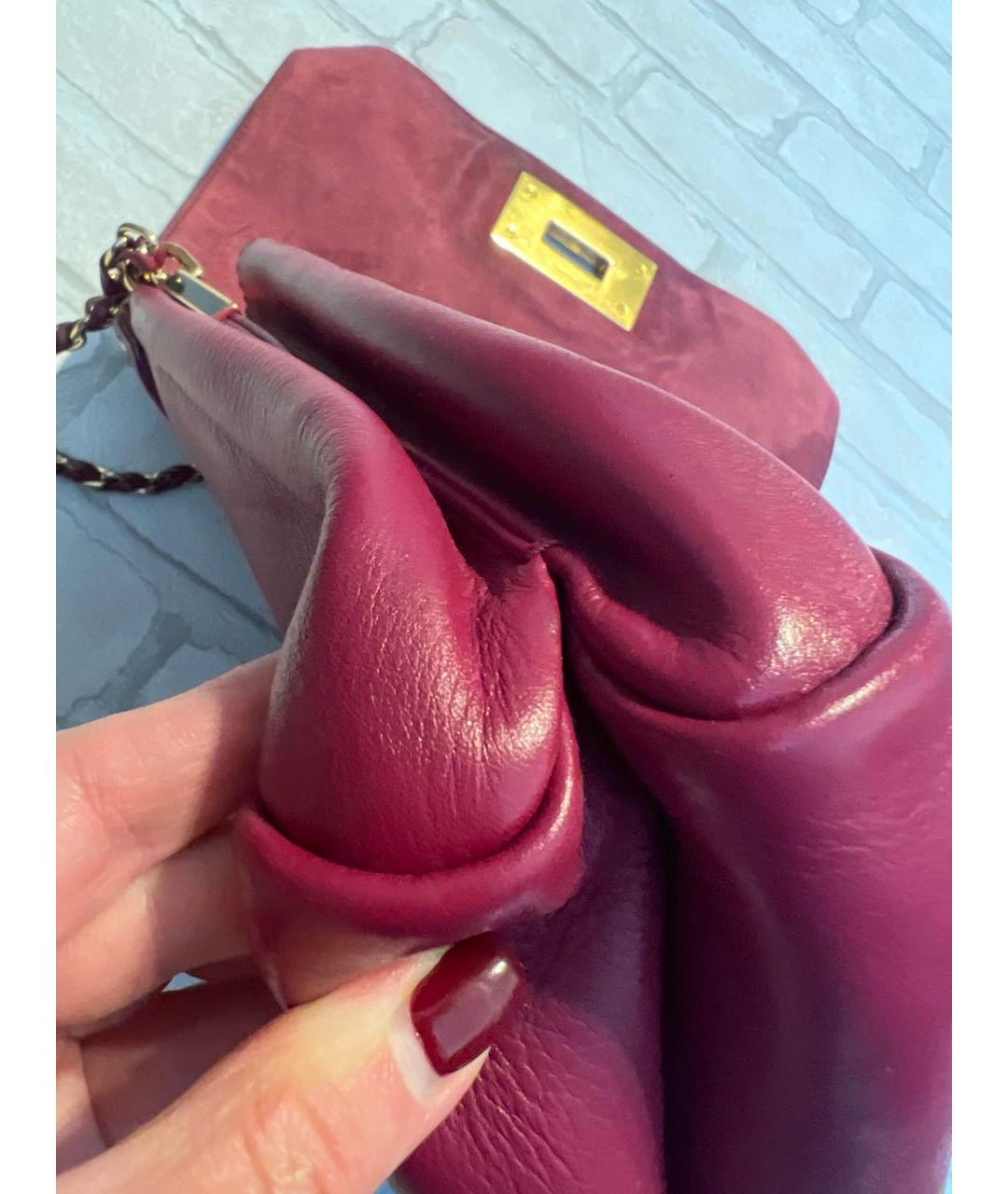 FENDI Бордовая кожаная сумка через плечо, фото 8