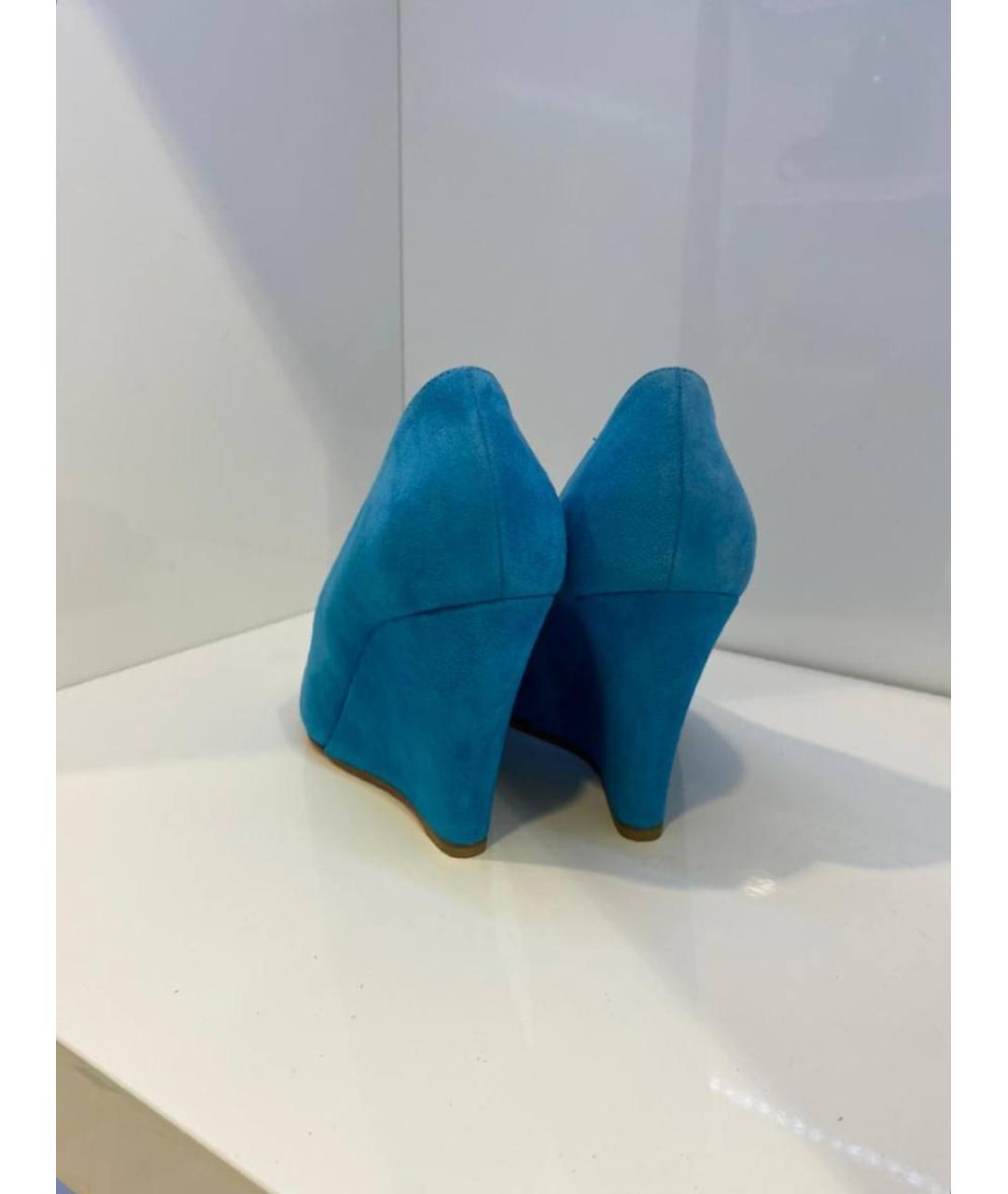 SERGIO ROSSI Голубые замшевые туфли, фото 3
