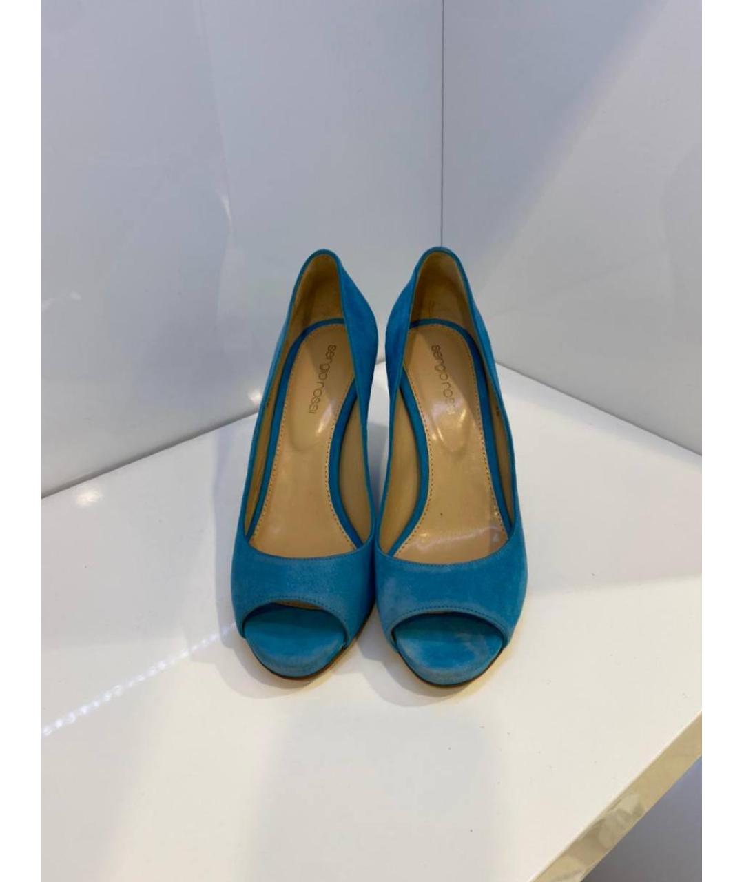 SERGIO ROSSI Голубые замшевые туфли, фото 2