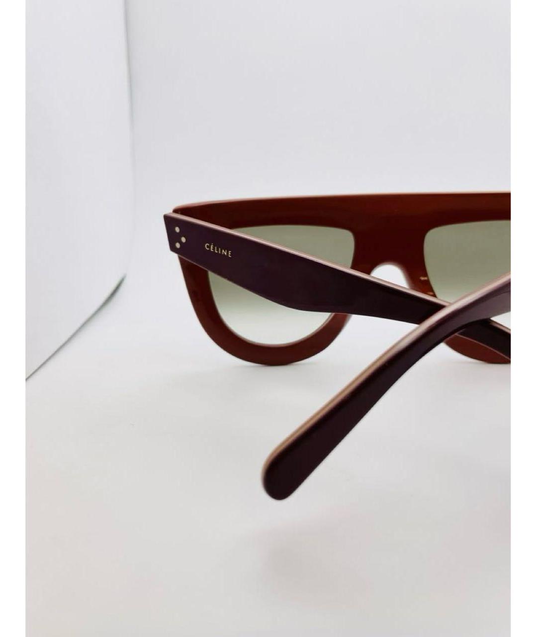 CELINE Бордовые пластиковые солнцезащитные очки, фото 7