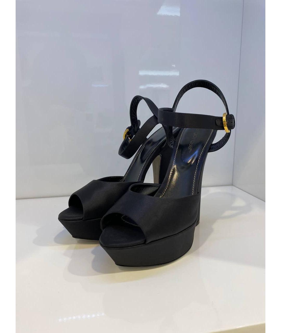 SERGIO ROSSI Черные текстильные босоножки, фото 2