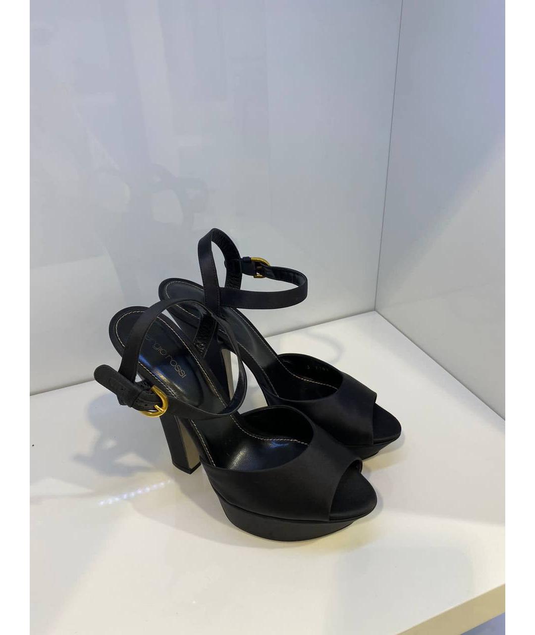 SERGIO ROSSI Черные текстильные босоножки, фото 3