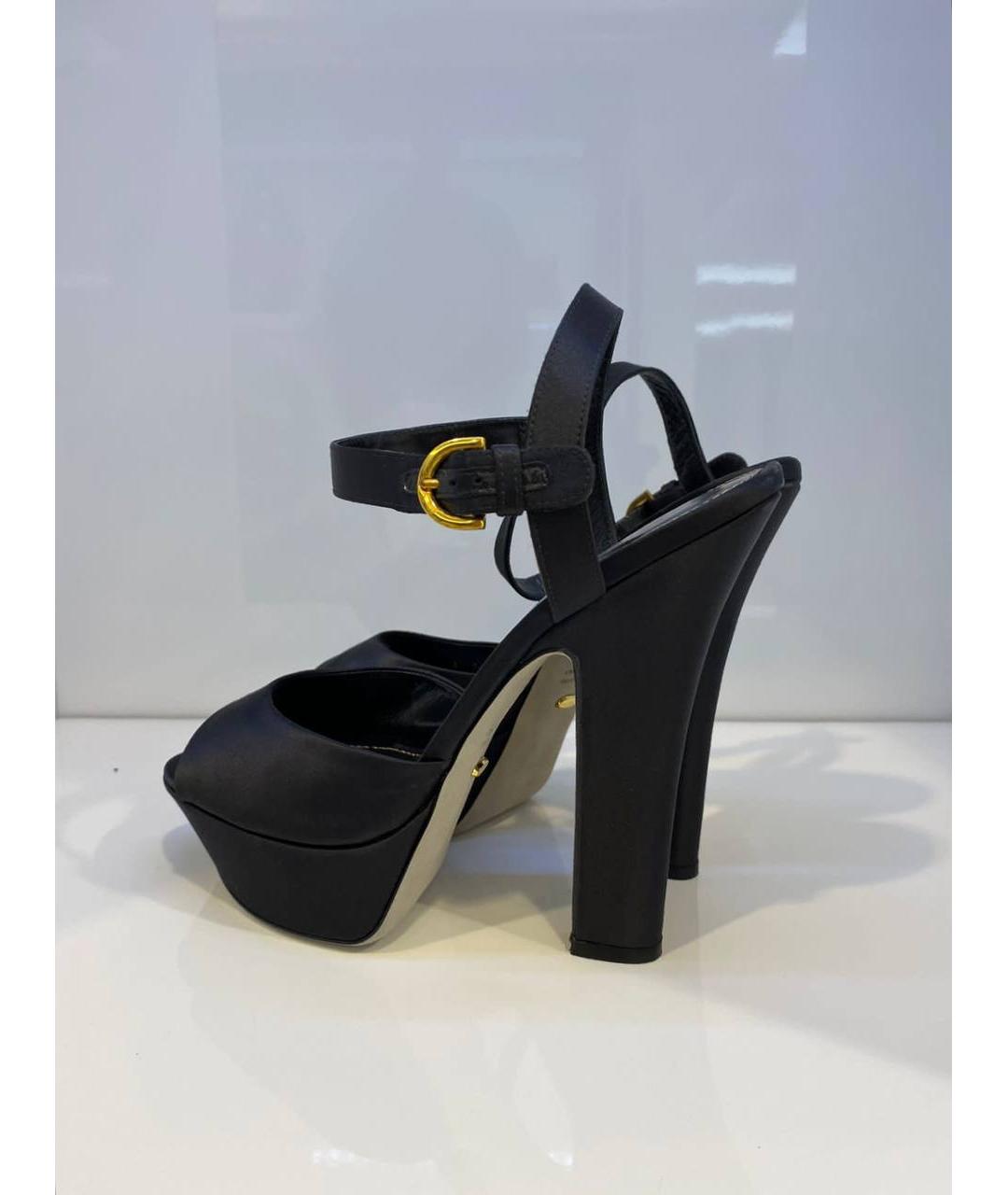 SERGIO ROSSI Черные текстильные босоножки, фото 4