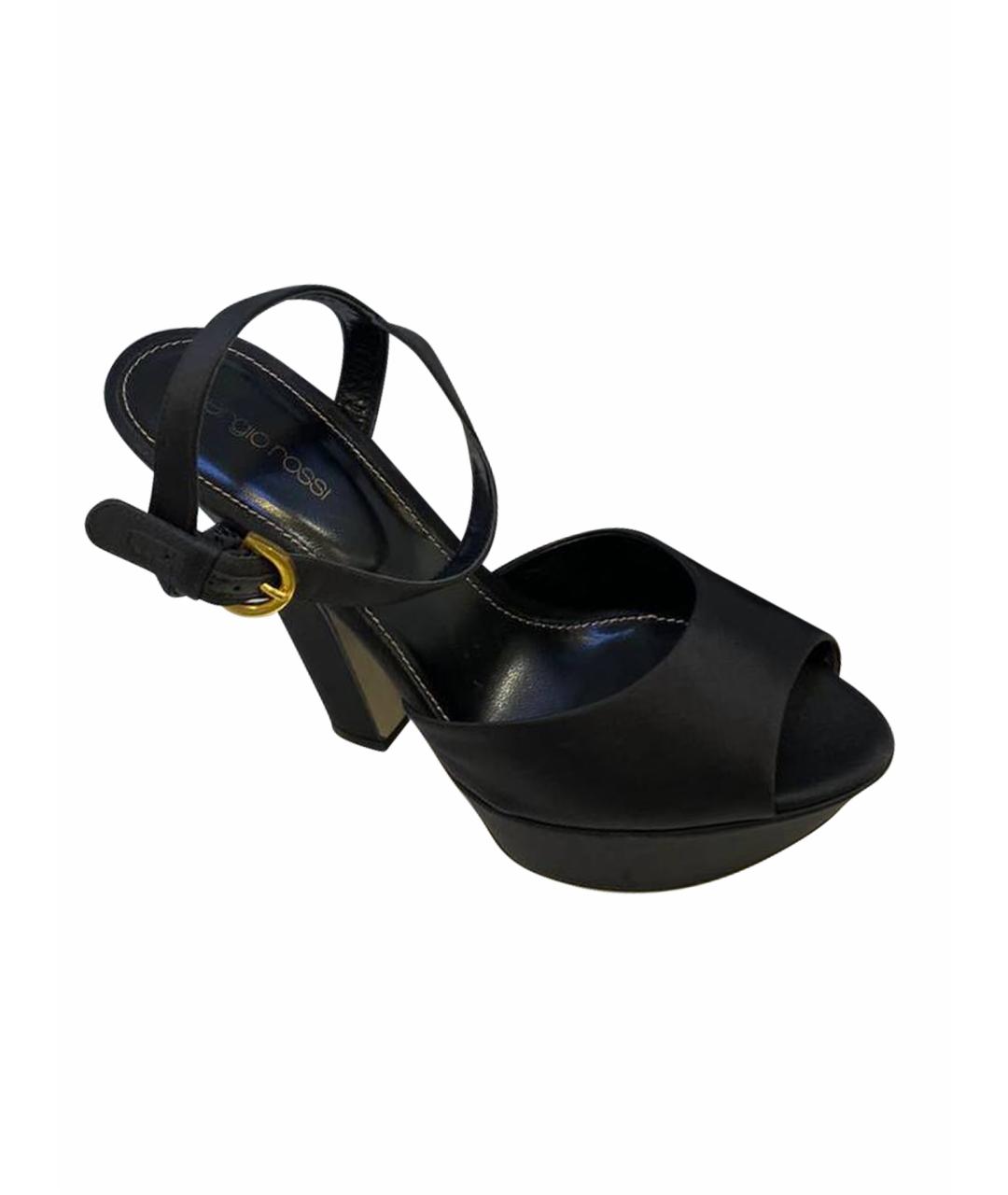 SERGIO ROSSI Черные текстильные босоножки, фото 1