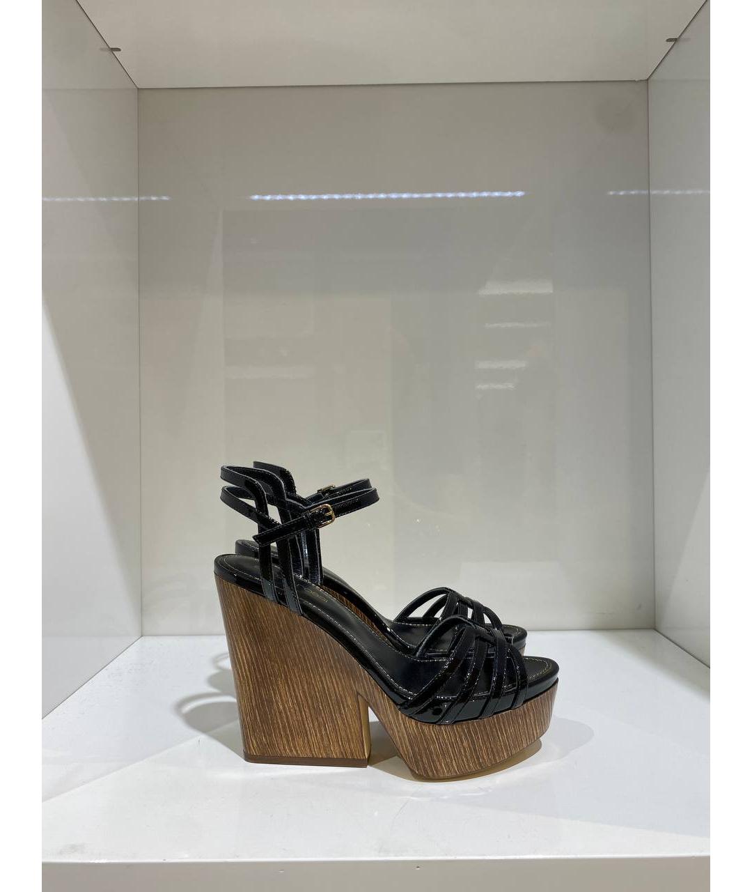 SERGIO ROSSI Черные босоножки из лакированной кожи, фото 3