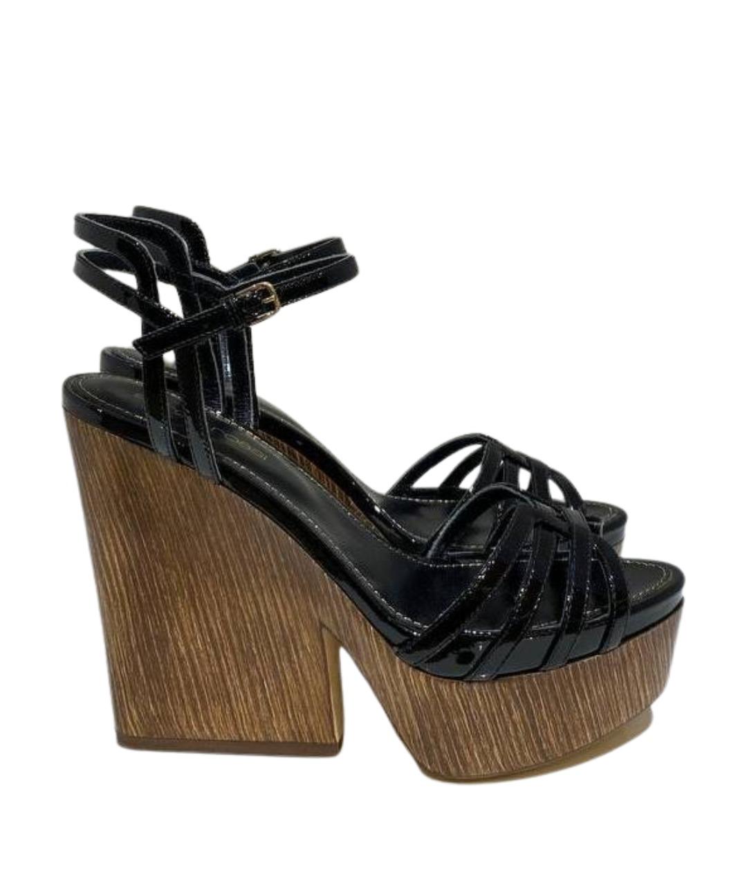 SERGIO ROSSI Черные босоножки из лакированной кожи, фото 1