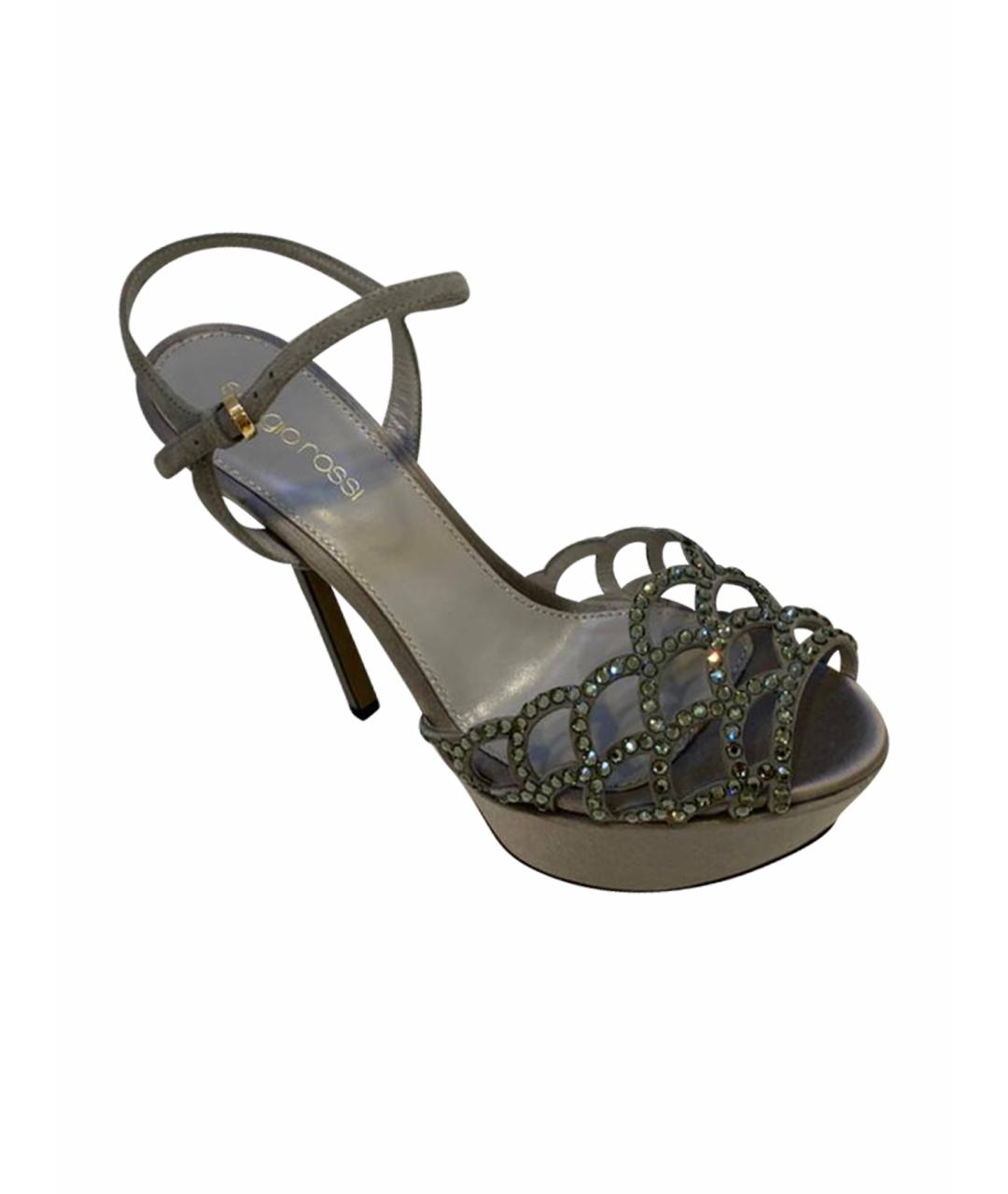 SERGIO ROSSI Серые замшевые босоножки, фото 1