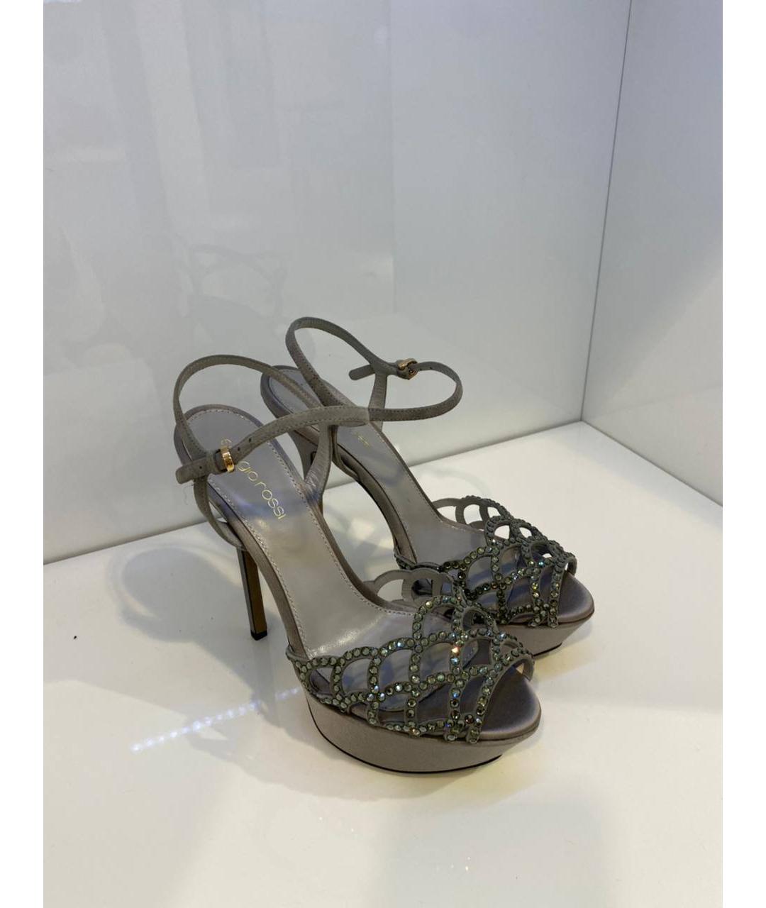 SERGIO ROSSI Серые замшевые босоножки, фото 2