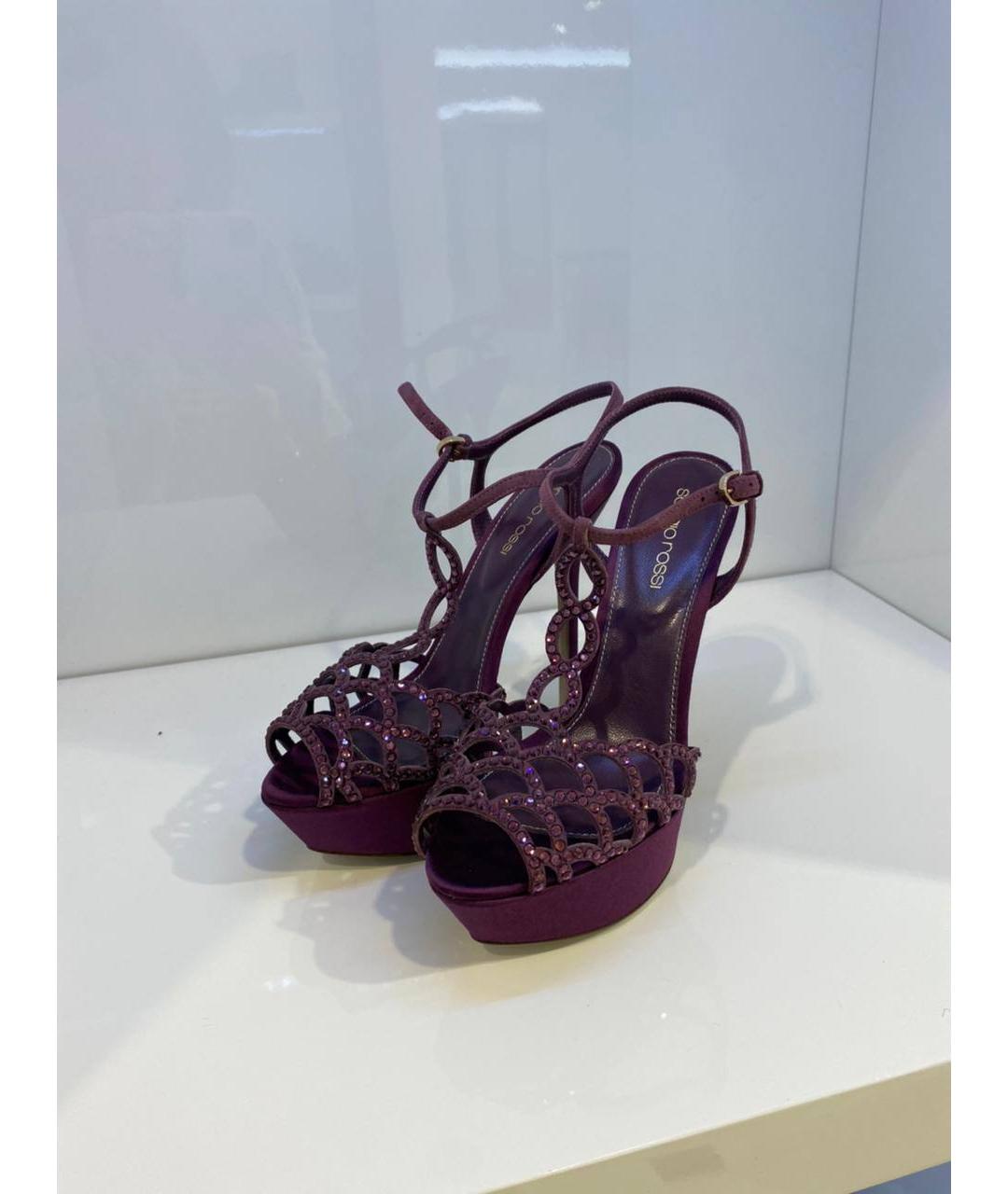 SERGIO ROSSI Фиолетовые кожаные босоножки, фото 2