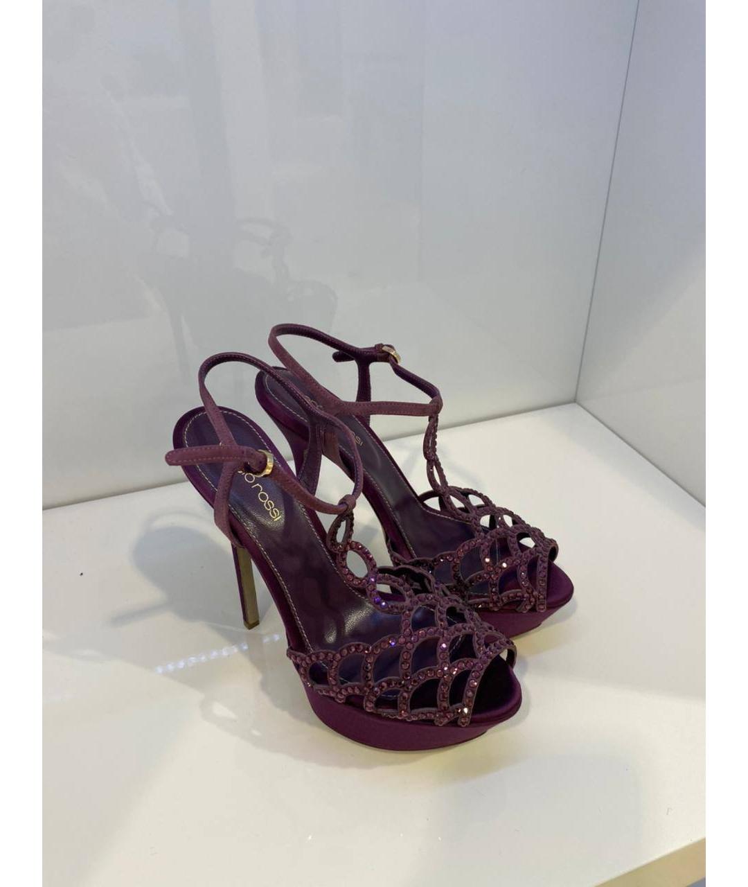 SERGIO ROSSI Фиолетовые кожаные босоножки, фото 4
