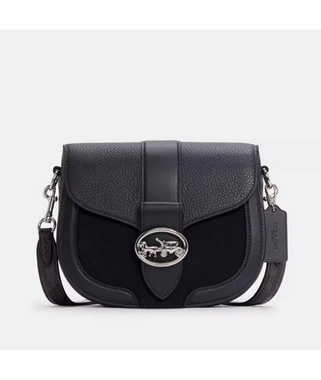 COACH Темно-синяя кожаная сумка через плечо, фото 4