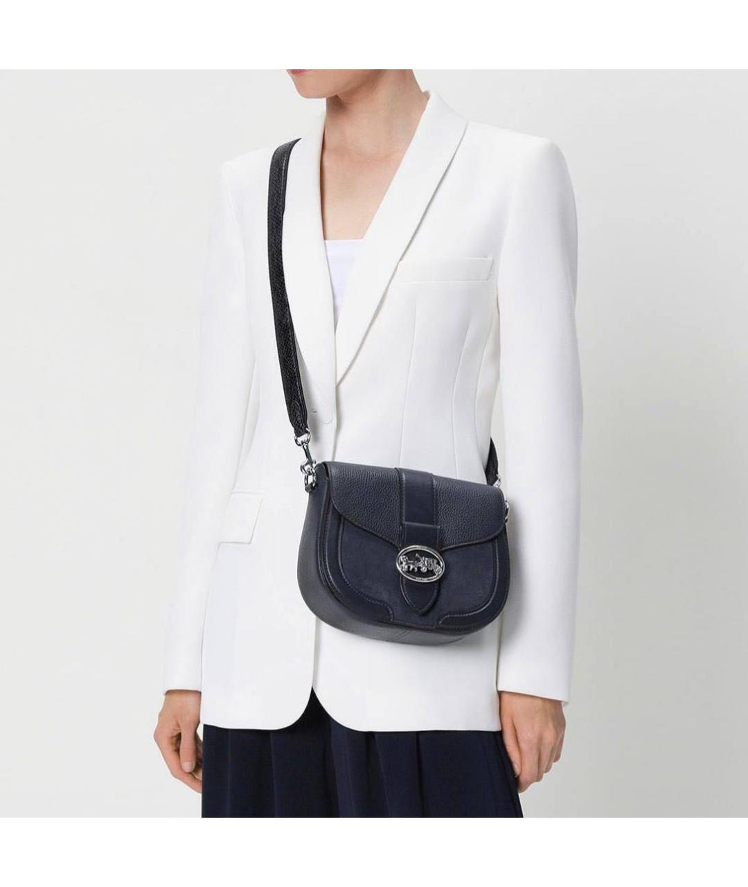 COACH Темно-синяя кожаная сумка через плечо, фото 3