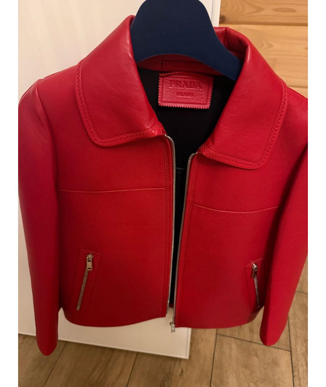 PRADA Бордовая кожаная куртка, фото 4