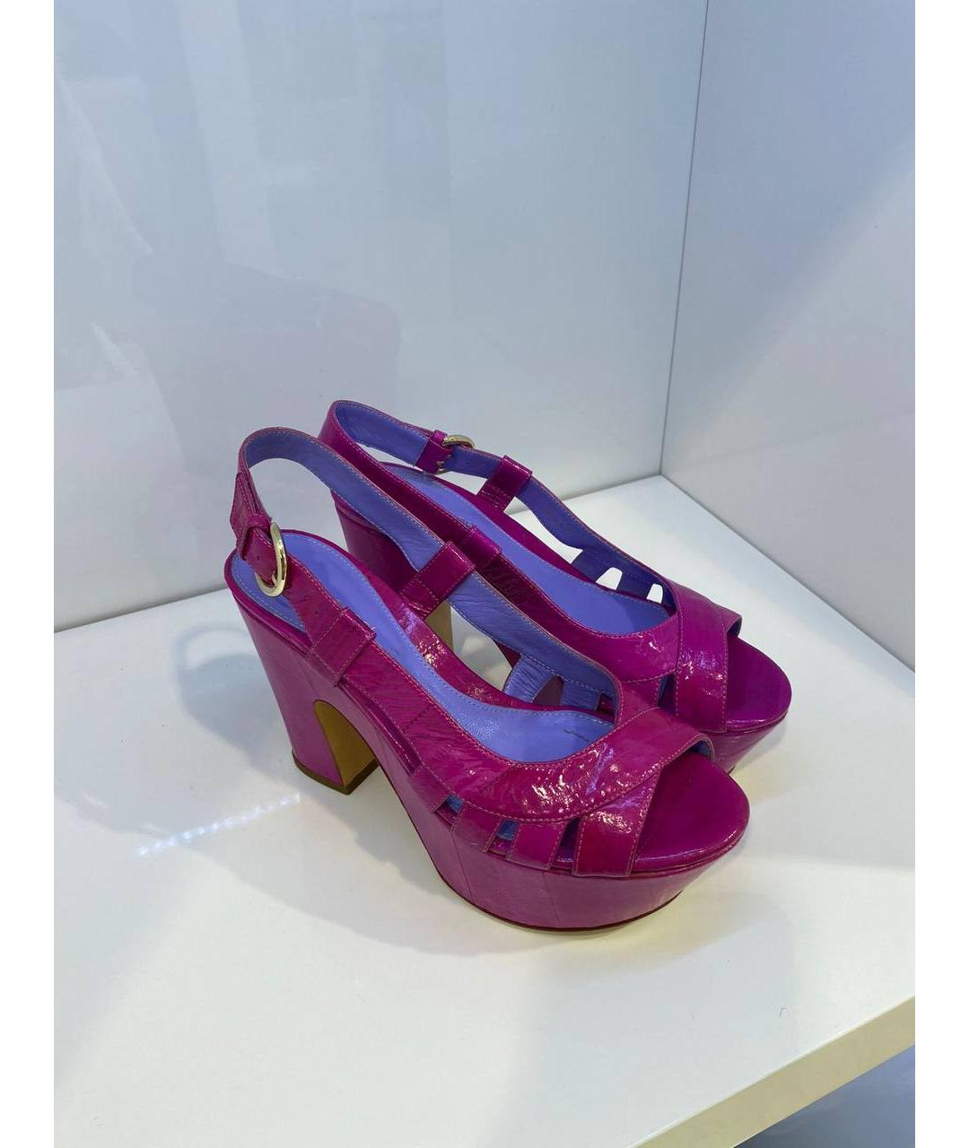 SERGIO ROSSI Фуксия сабо из лакированной кожи, фото 2
