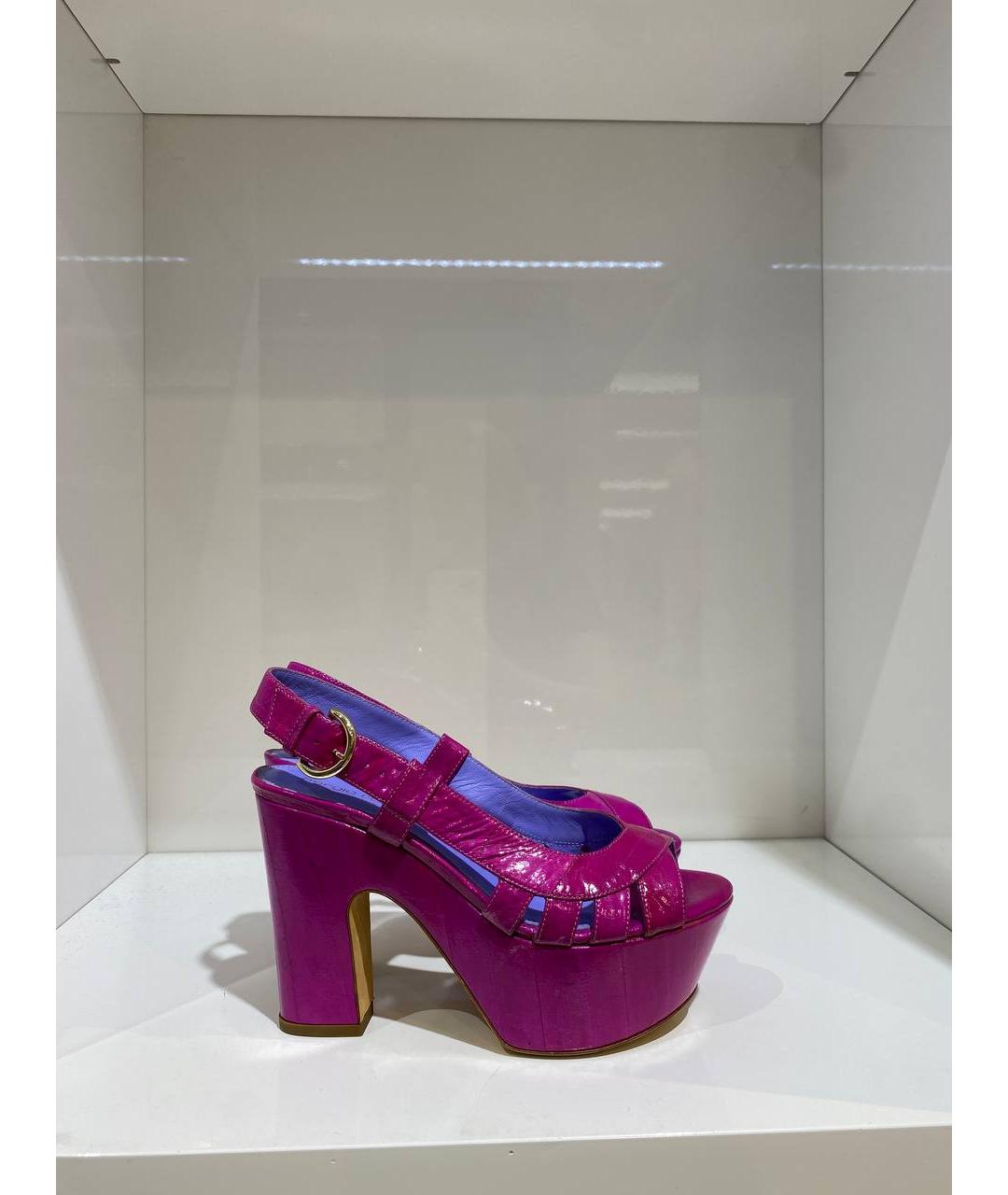 SERGIO ROSSI Фуксия сабо из лакированной кожи, фото 3