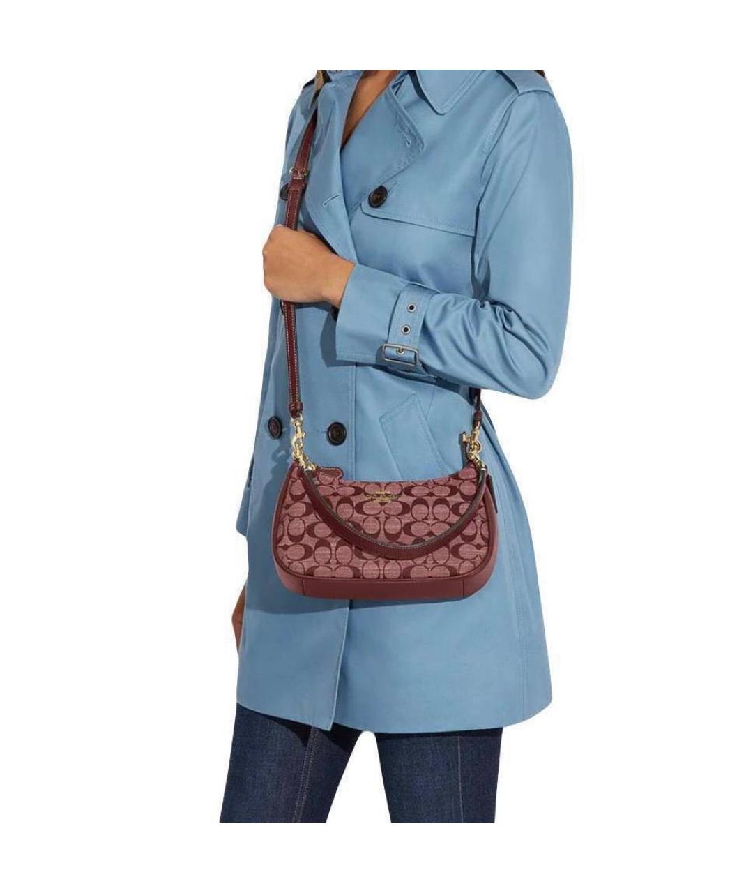 COACH Красная жаккардовая сумка через плечо, фото 4