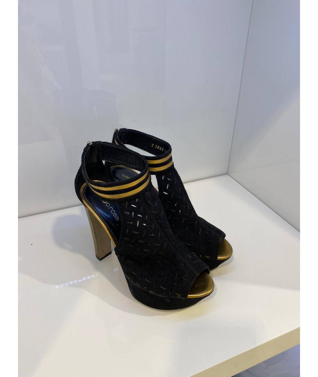 SERGIO ROSSI Черные кожаные босоножки, фото 2