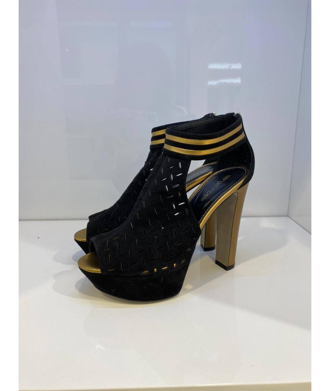 SERGIO ROSSI Черные кожаные босоножки, фото 4