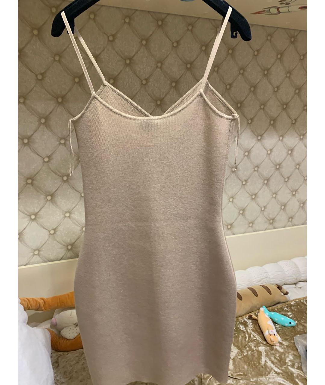 CHANEL Бежевое хлопковое повседневное платье, фото 2