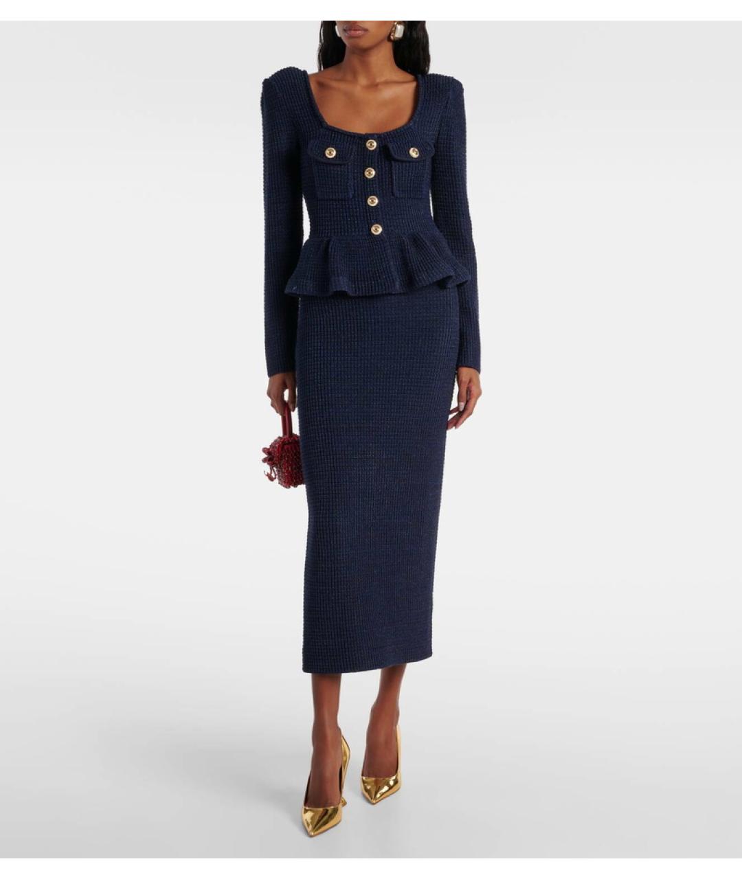 SELF-PORTRAIT Темно-синее хлопковое коктейльное платье, фото 5