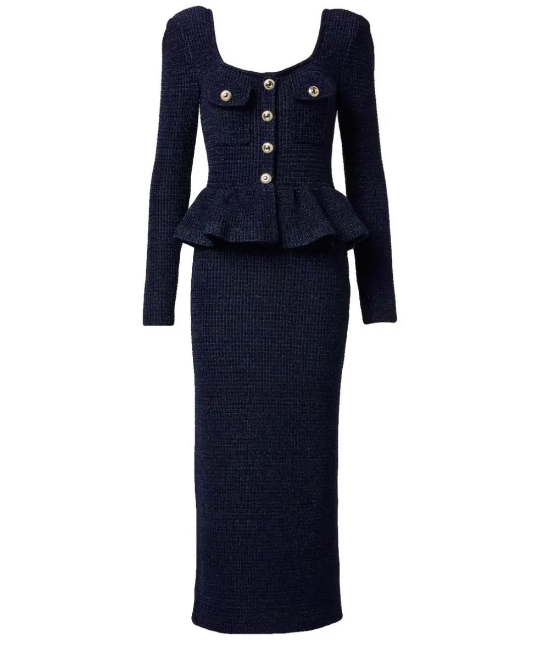 SELF-PORTRAIT Темно-синее хлопковое коктейльное платье, фото 8