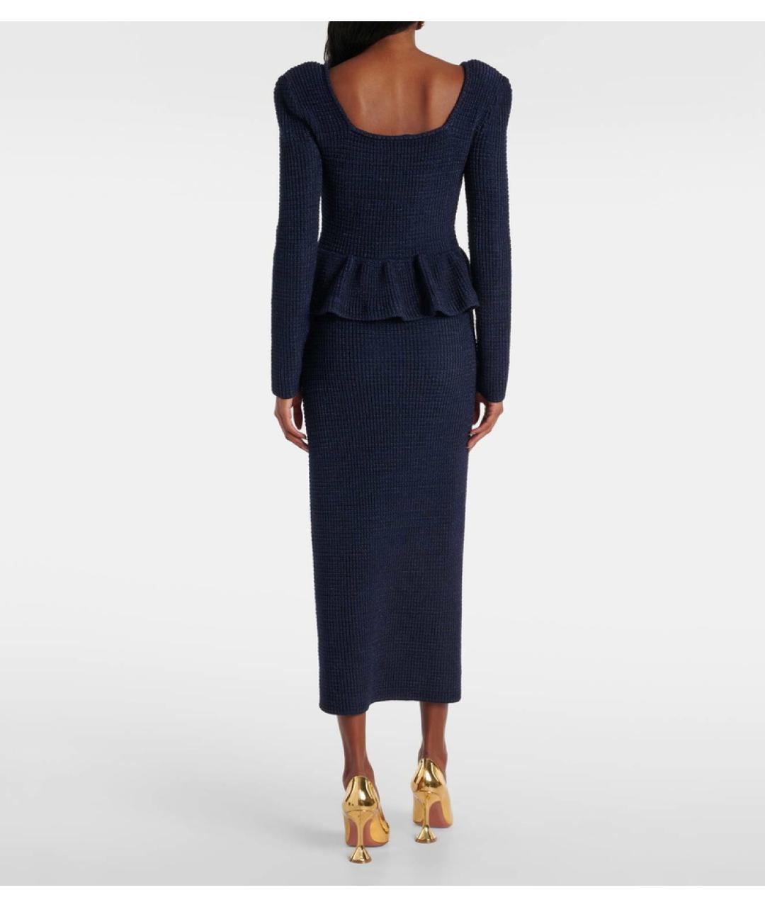 SELF-PORTRAIT Темно-синее хлопковое коктейльное платье, фото 6