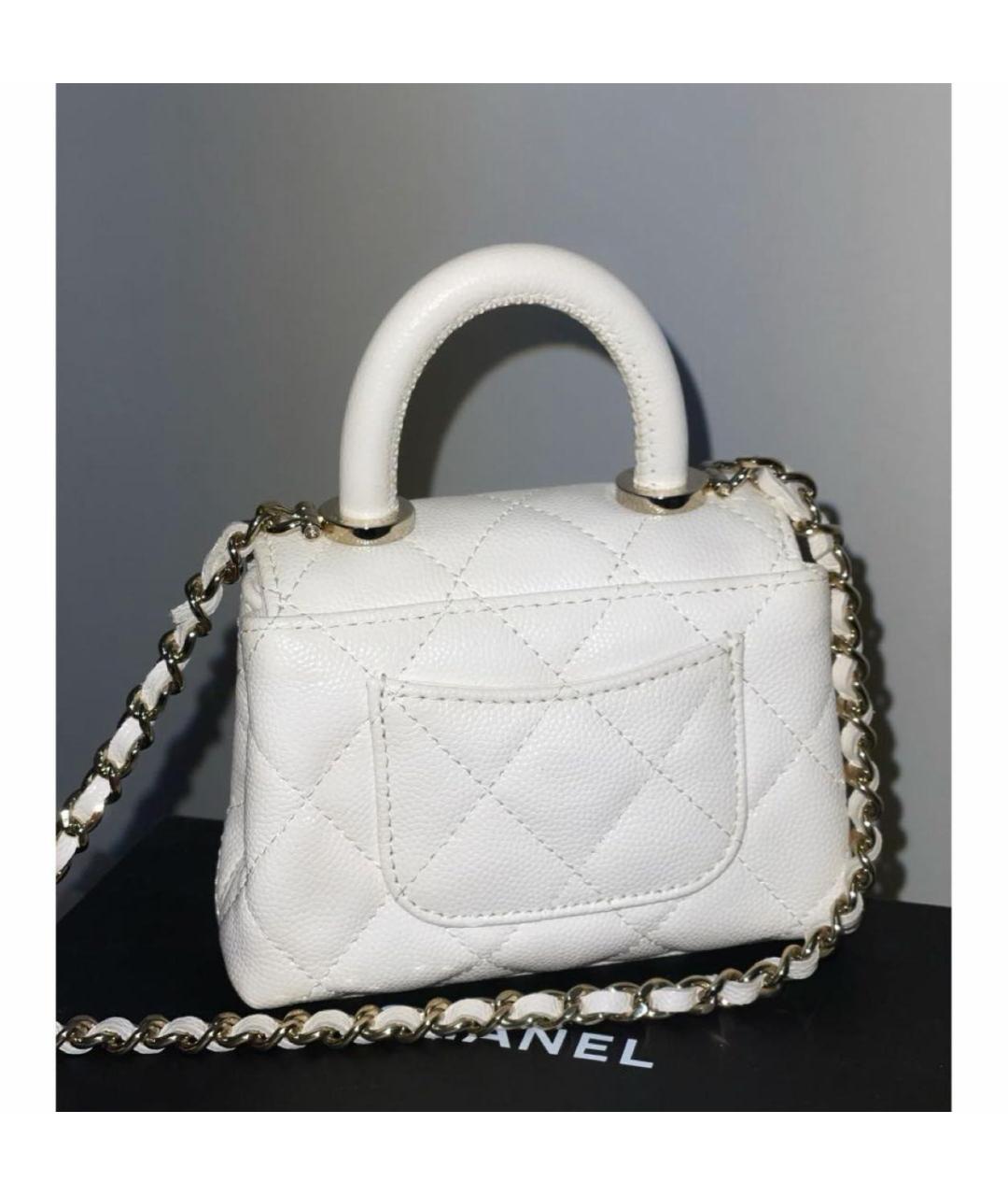 CHANEL Белая кожаная сумка через плечо, фото 2