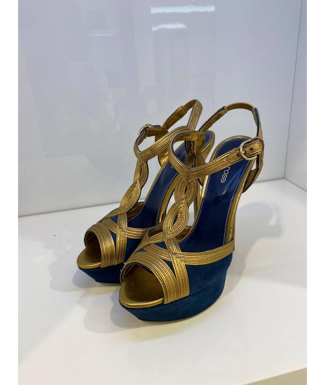 SERGIO ROSSI Золотые кожаные босоножки, фото 2