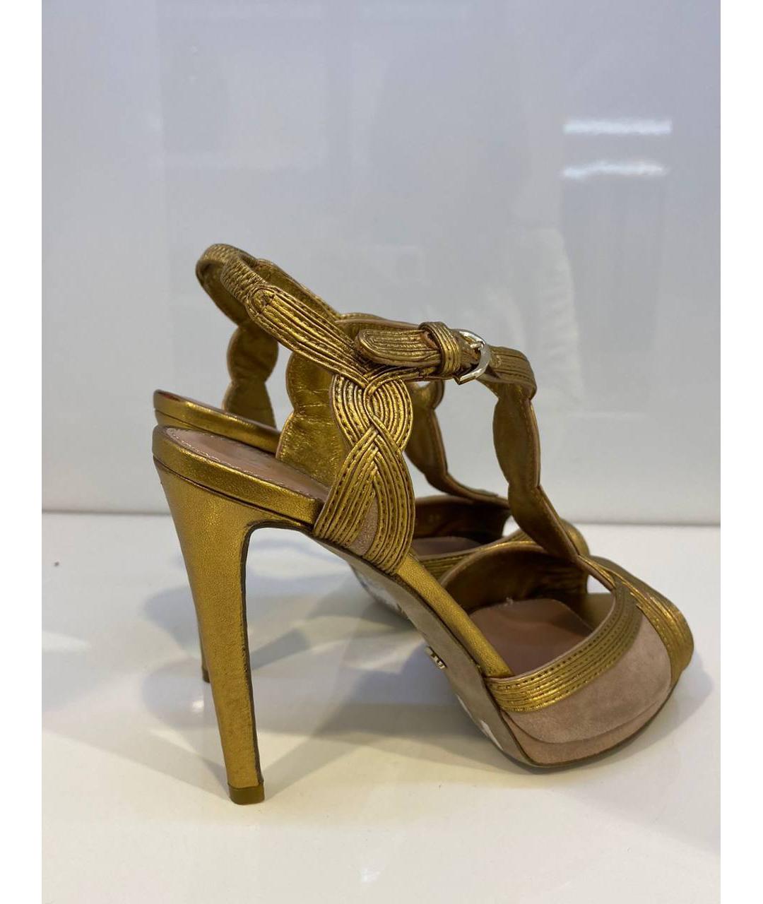 SERGIO ROSSI Золотые кожаные босоножки, фото 4