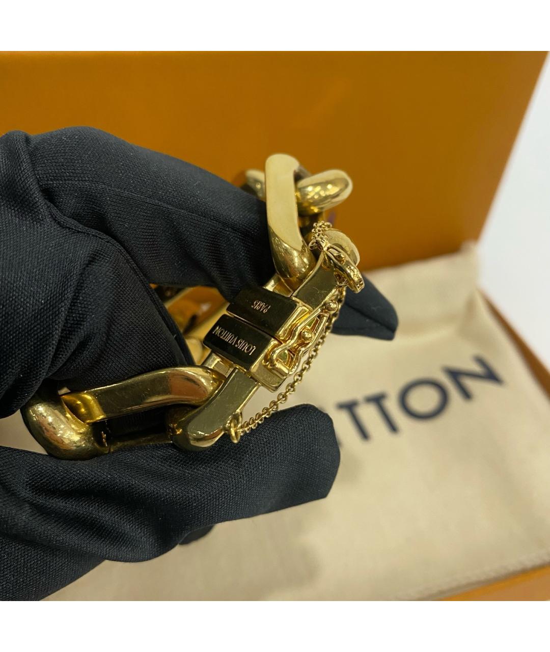 LOUIS VUITTON Золотой металлический браслет, фото 7