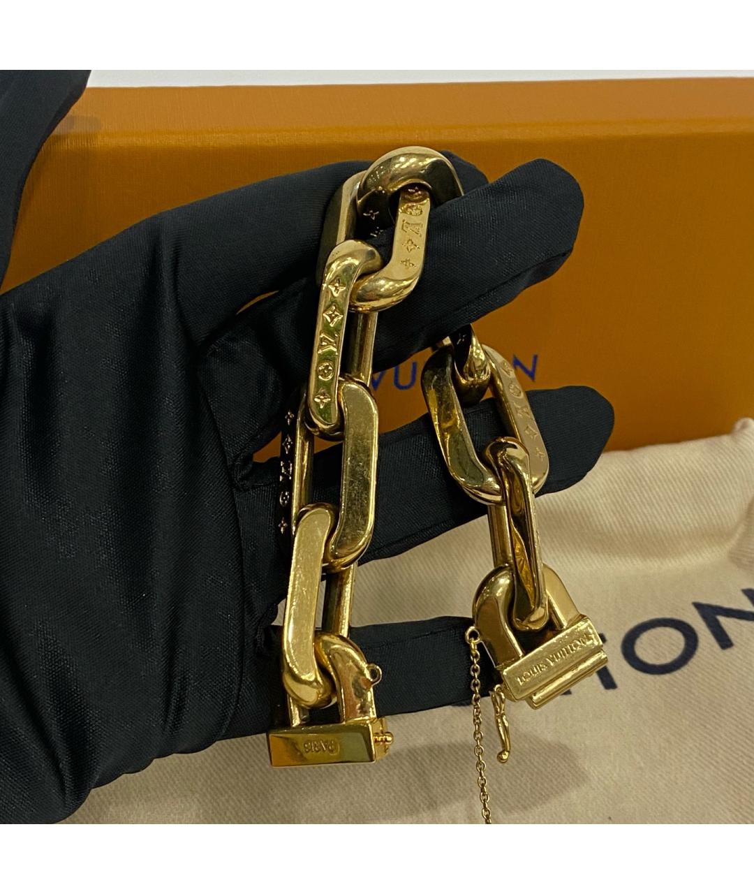 LOUIS VUITTON Золотой металлический браслет, фото 6