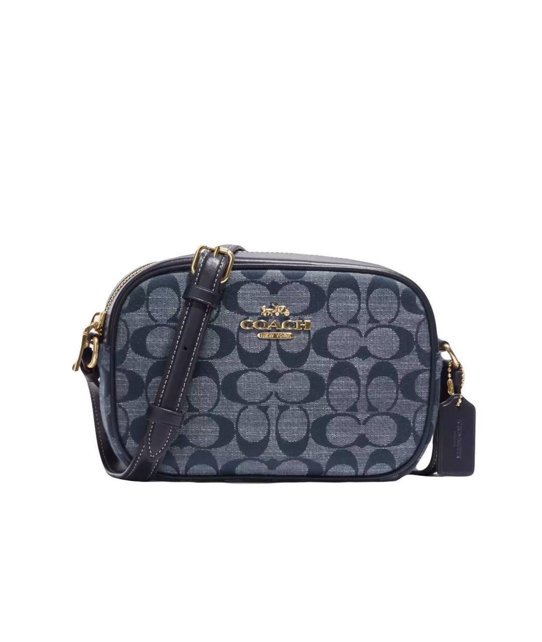 COACH Синяя жаккардовая сумка через плечо, фото 4