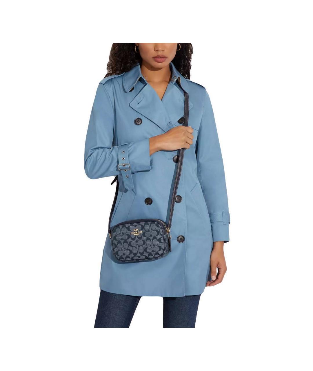 COACH Синяя жаккардовая сумка через плечо, фото 3