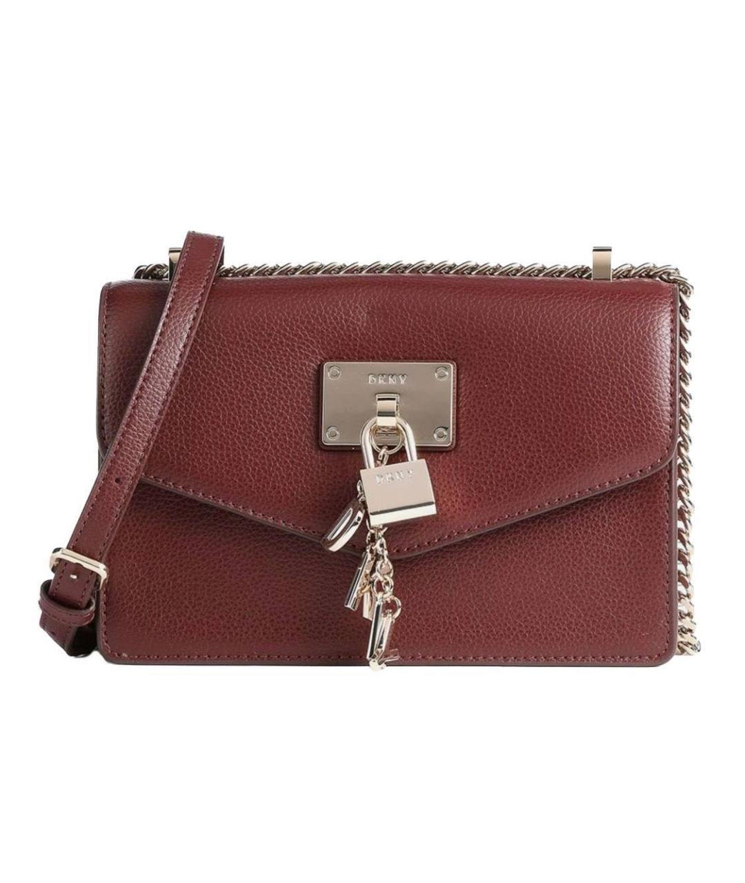 DKNY Бордовая кожаная сумка через плечо, фото 4