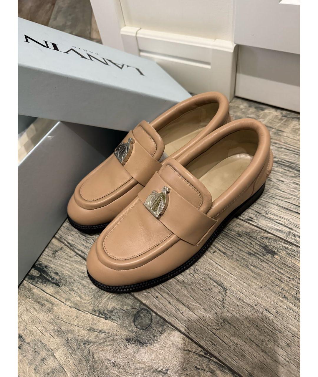 LANVIN Бежевые кожаные лоферы, фото 2