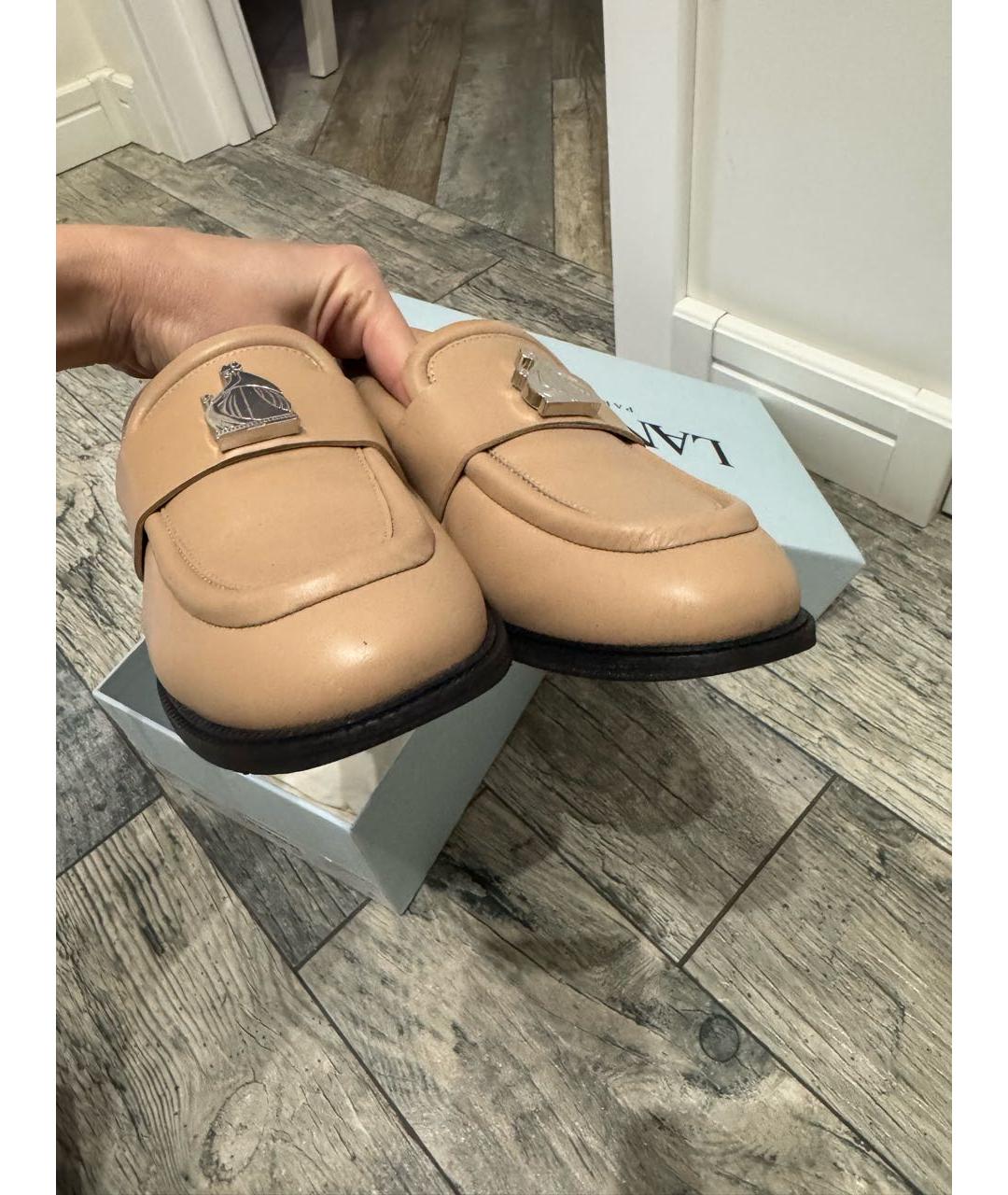 LANVIN Бежевые кожаные лоферы, фото 7