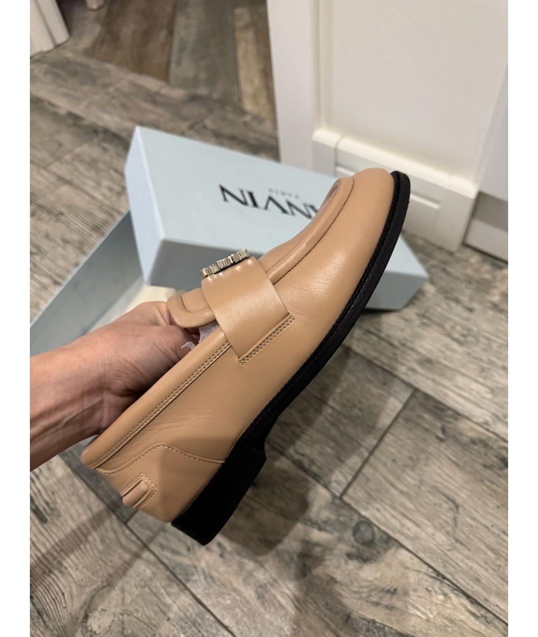 LANVIN Бежевые кожаные лоферы, фото 9