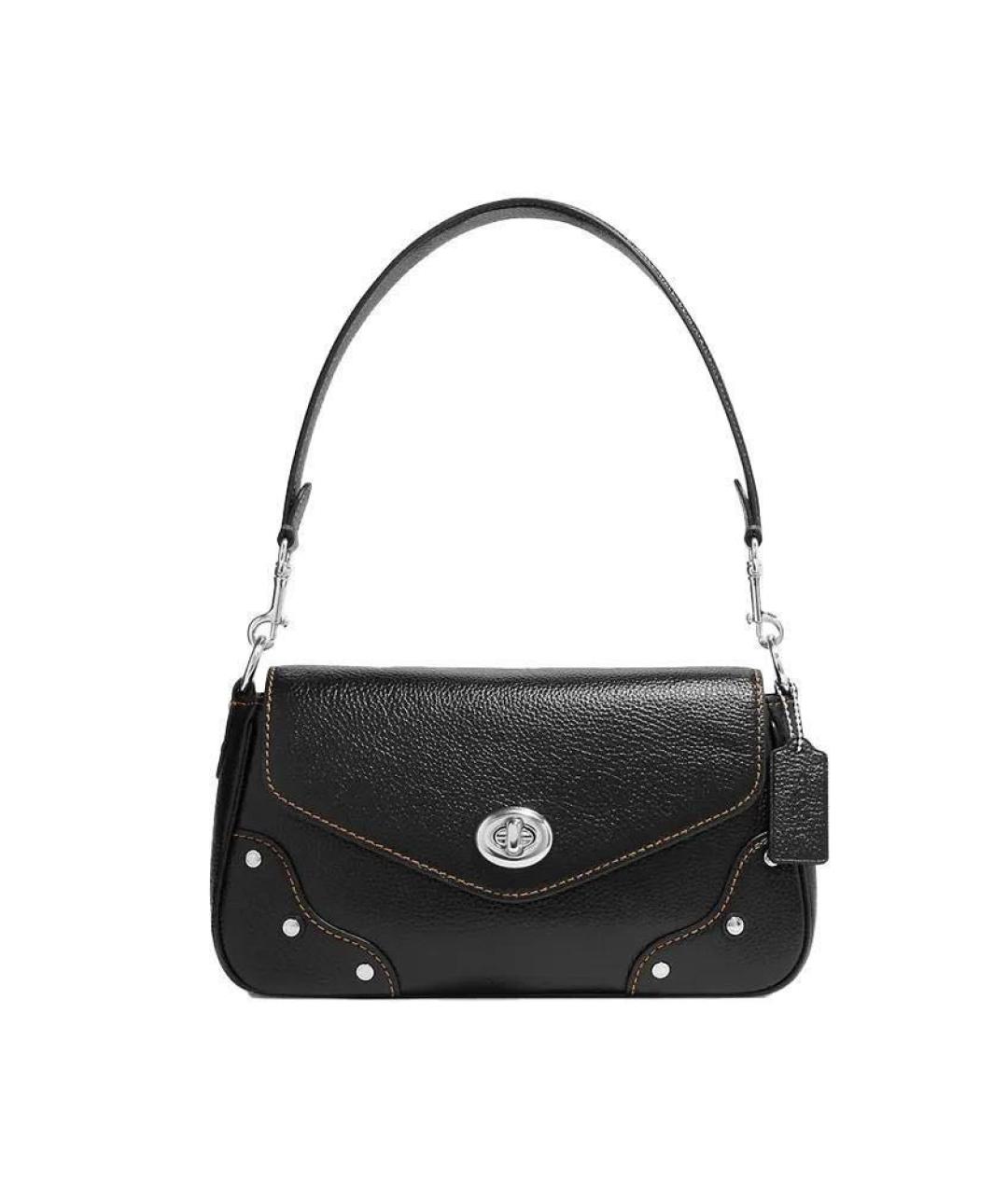 COACH Черная кожаная сумка через плечо, фото 6